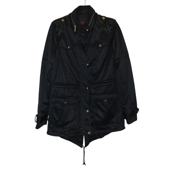 YOKI | Black Anorak Zipper Trim 100% Polyester Rain Coat XL - Picture 2 of 14